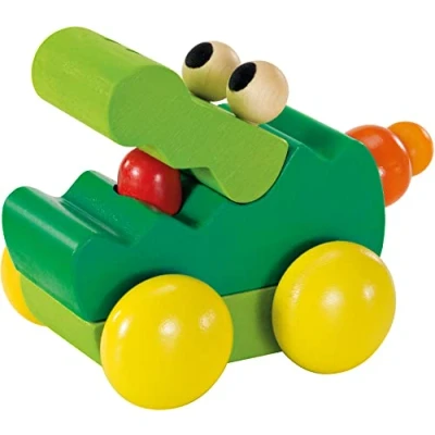 Afbeelding van Selecta Speelgoedauto Zoolini Krokodil Junior 8 Cm Hout Groen