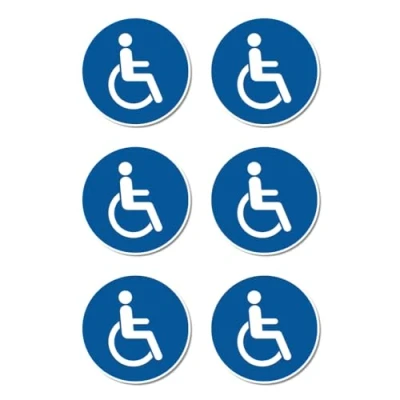 Afbeelding van Set van 6 stickers 5 cm voor rolstoelen of mensen met een handicap, voldoet aan DIN EN ISO 7010 / ASR A1.3