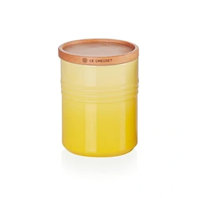 Afbeelding van Le Creuset M voorraadpot van keramiek met houten deksel, keramiek, 540 ml, 10 cm, zon, 91044401403099
