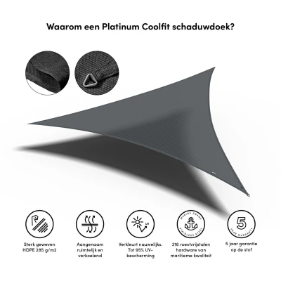 Afbeelding van Nesling Coolfit schaduwdoek Driehoek 5 x 5M Antraciet ZONZ B.V.