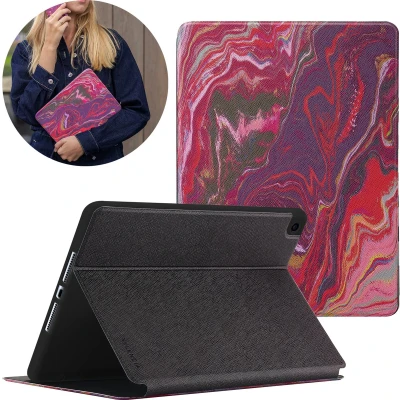 Afbeelding van Selencia Tablet Hoes Geschikt voor iPad 9 10.2 (2021) 9e generatie / 7 (2019) 7e 8 (2020) 8e Vivid Tablethoes Meerkleurig /Marble Plum