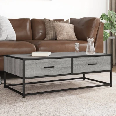 Afbeelding van vidaXL Salontafel 100x50x35 cm bewerkt hout en metaal grijs sonoma