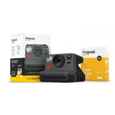 Image de Pack Appareil photo instantané Polaroid Now Noir + 1 Double de films i Type couleur