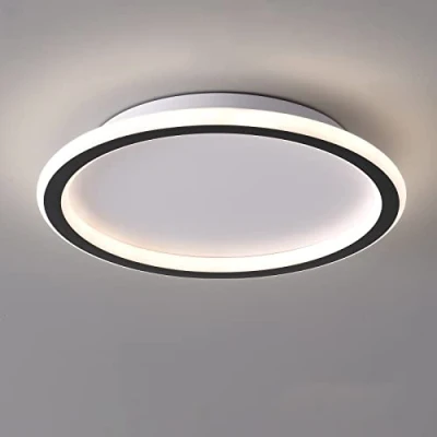 Afbeelding van Schindora Led plafondlamp, plat, 24 W, neutraal wit, 4500 K, 2700 lm, modern, ultradun, rond, zwart, 315 mm, voor woonkamer, keuken, eetkamer, hal, kantoor, thuis, buiten, veranda