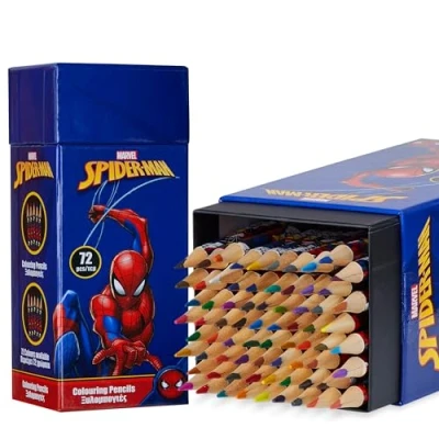 Afbeelding van Disney kleurpotloden voor kinderen, set met 72 tekenen en kleuren, verschillende kleuren (Spidermanblauw)
