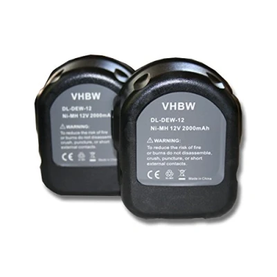 Afbeelding van vhbw 2 x reservebatterijen voor Rems 571510, 571510 R12, 571513 elektrisch gereedschap (2000 mAh NiMH 12 V)