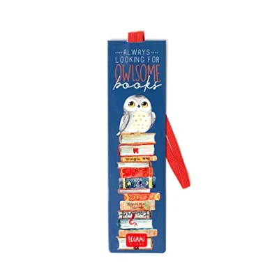 Image de Legami marque page avec élastique page, également utile pour tenir le livre fermé, en papier certifié plastifié, 4,7 x 17,5 cm, thème Owl