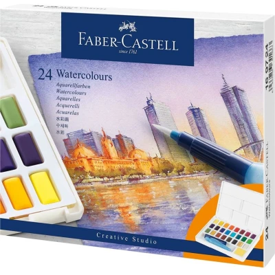 Afbeelding van Waterverf Faber Castell palet à 24 kleuren assorti