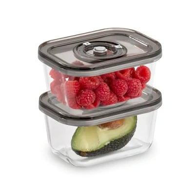 Afbeelding van CASO VacuBoxx Eco Duo S, set van 2 containers elk 500 ml, voor vloeibare en drukgevoelige levensmiddelen, BPA vrij, hittebestendig, geschikt vaatwasser vriezer