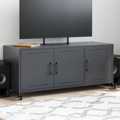Afbeelding van Tv meubel 100,5x39x43,5 cm koudgewalst staal antracietkleurig
