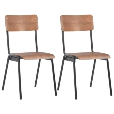 Afbeelding van vidaXL Eetkamerstoelen 2 st massief multiplex staal bruin