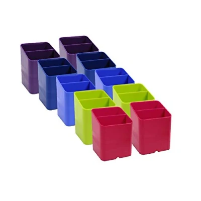 Afbeelding van Exacompta Ref. 67798D doos met 10 pennenkokers Iderama 2 vakken in verschillende maten en hoogte afmetingen 7,4 x 9,3 cm kleuren