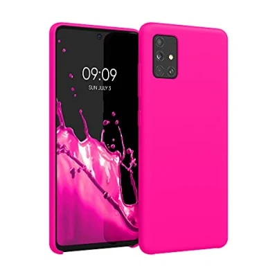 Afbeelding van kwmobile telefoonhoesje geschikt voor Samsung Galaxy A51 Hoesje met siliconen coating Smartphone case in neon roze