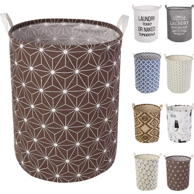 Afbeelding van 17,7 inch wasmand, opbergsorter, pop up opvouwbaar, waterdicht, rond, katoen, linnen, voor slaapkamer, opslag, babykleding, speelgoed
