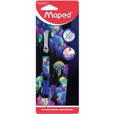 Image de Maped Stylo plume Deepsea Paradise Acier Pointe Iridium rechargeable à encre pour l&#039;école décoré de méduses