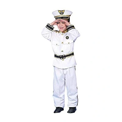 Afbeelding van Dress Up America Marine Admiraal kostuum wit schip kapitein uniform voor kinderen bootkapitein jongens en meisjes
