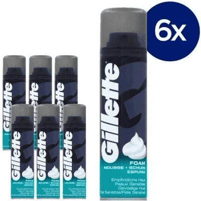 Afbeelding van Gillette Scheerschuim Sensitive Gevoelige Huid Voordeelverpakking 6x300ml
