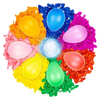 Afbeelding van Belmalia 500 x waterballon, waterbommen met kraanvulhouder, kleurrijk, gemakkelijk te vullen