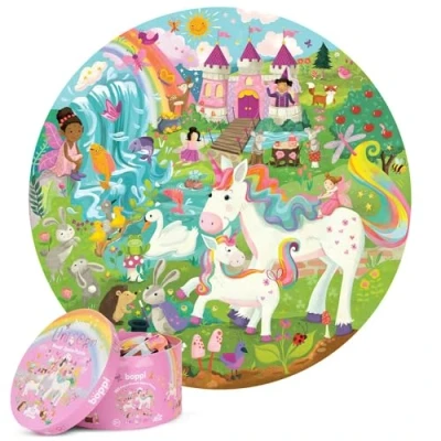 Afbeelding van Magische eenhoorn ronde puzzel 150 stukjes 58cm diameter gemaakt van recycled karton