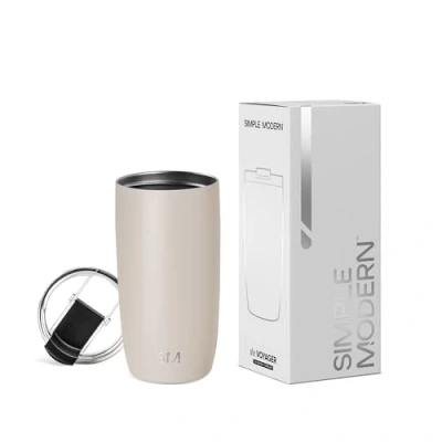 Afbeelding van Simple Modern Travel Coffee Mok Tumbler met Flip Deksel, Herbruikbare Geïsoleerde Roestvrij Staal Thermoskan Koud Brew Iced Cup, Valentijnsgeschenken voor Him Her, Reizen Collection, 40 ml,