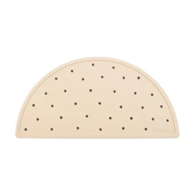 Image de Mushie Set de table en silicone pour enfants Design antidérapant Matériau : qualité alimentaire Facile à nettoyer et résistant aux taches Sans BPA phtalates (marguerite noire)