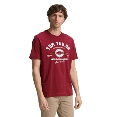 Image de TOM TAILOR T shirt pour homme, 25652 Rouge brûlé, M