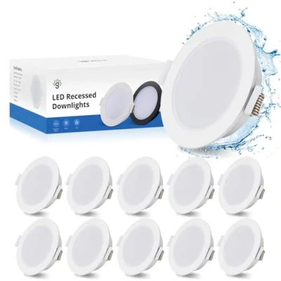 Afbeelding van Gr4tec Led inbouwspot, 10 x 5 W, badkamerspot, IP65, 400 lm, 2700 K, warmwit, extra plat, ultradun, 35 mm, gat 68 80 inbouwspot voor woonkamer, slaapkamer, badkamer