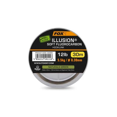 Image de Fox Edges Illusion Soft Fluorocarbon Hooklink Naturals Green 0.30mm (5.5kg) 30m Matériel bas de ligne carpe