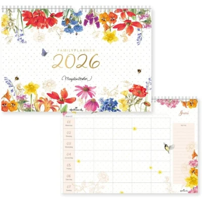 Afbeelding van Familieplanner 26 Marjolein Bastin bloemen 1maand/1pagina