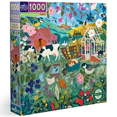 Afbeelding van eeBoo 1000 stukjes het Engelse houtwerk gerecycled karton hoogwaardige puzzel voor volwassenen PZTEHG, groen, bruin, rood