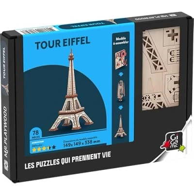 Afbeelding van Mr. Playwood Eiffel Tower 3D houten puzzel Bouwpakket hout DIY Knutselen Miniatuur 78 onderdelen
