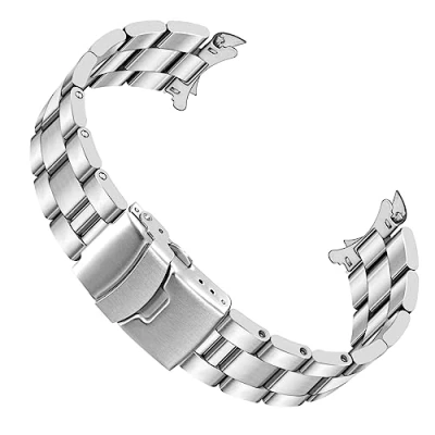 Afbeelding van Juntan Horlogeband, gebogen uiteinden, conisch, metaal, reservearmband voor mannen en vrouwen, roestvrijstalen vouwgesp, 20 mm, 22 zwart/zilver, zilver., armband