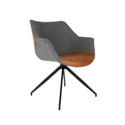 Afbeelding van Zuiver Doulton Eetkamerstoelen met armleuning Vintage Bruin Set van 2