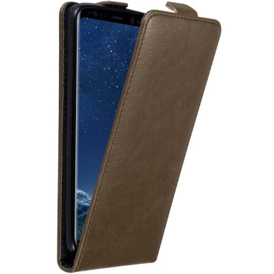 Afbeelding van Cadorabo Hoesje geschikt voor Samsung Galaxy S8 in KOFFIE BRUIN Beschermhoes flip design Case Cover met magnetische sluiting