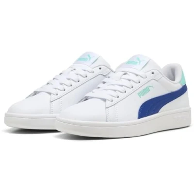 Afbeelding van Puma Baskets Smash 3.0 L Jr unisexes pour enfant, Blanc, bleu vif, aquatique, 4.5 UK