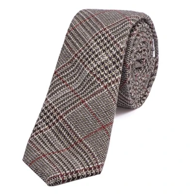 Afbeelding van DonDon heren stropdas 6 cm katoen effen geruit en gestippeld gemêleerd, Donkerrood zwart bruin geruit, One Size