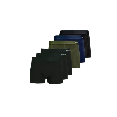 Afbeelding van Jack &amp; Jones Heren Boxershorts Trunks Effen JACBASIC Bamboe 6 Pack Groen/Blauw/Zwart Maat L