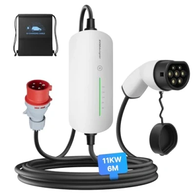 Afbeelding van EVSEdesigner Draagbare Wallbox 11 kW oplaadkabel CEE 16A naar type 2 EV oplader met draagtas voor alle elektrische en oplaadbare hybride voertuigen max. 16 Amp 6 meter driefasig