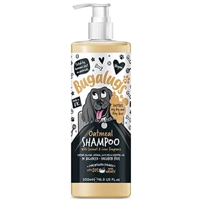 Afbeelding van Bugalugs Hondenshampoo Oatmeal met kokos en limoen geur Alle vachttypes Fles pompje Vegan 500 ml