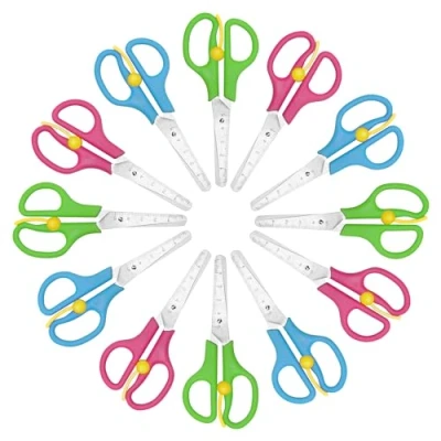 Afbeelding van Belle Vous (12 Pack) Assorted Colour Blunt Tip Scissors 12.5cm/5 Inch Right &amp; Left Handed Safety Steel for School, Arts Crafts