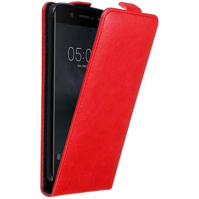 Afbeelding van Cadorabo Hoesje geschikt voor Nokia 5 2017 in APPEL ROOD Beschermhoes flip design Case Cover met magnetische sluiting