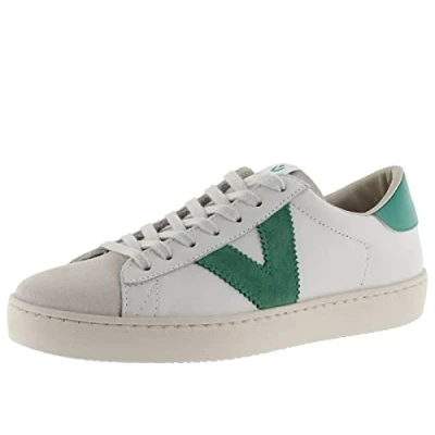 Afbeelding van Victoria 1126142 MEN Sneakers, laag, Berlijn, leer, met lederen punt, dienblad voor heren, Groen