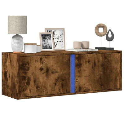 Afbeelding van Tv wandmeubel met LED verlichting 100x31x35 cm gerookt eiken