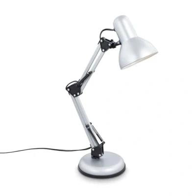 Afbeelding van Briloner Leuchten PIXA bureaulamp tafellamp retro metaal zilver excl. 1xE14 max. 25W arm draaibaar aan de voet 4 voudig verstelbaar en kantelbaar