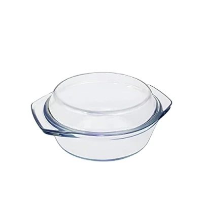 Afbeelding van Glazen ovenschaal met deksel, 0,65 l, 15 cm, klein magnetronservies rond, ovenvast