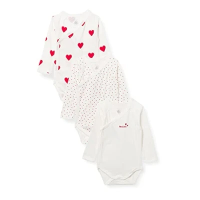 Image de Petit Bateau Bodies Naissance Manche Longue (Lot de 3) Bébé fille, Variante 1, 0 mois