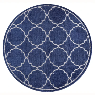 Afbeelding van Binnen en Buiten Vloerkleed Berlin Outdoor Laagpolig Tapijt Blauw 150 cm rond
