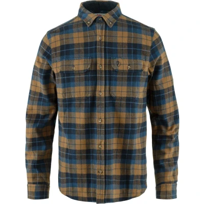 Afbeelding van Fjällräven Singi Heavy Flannel Shirt M Dark navy buckwheat brown Outdoor Kleding Fleeces en Truien Overhemd lange mouw