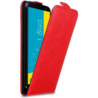 Afbeelding van Cadorabo Hoesje geschikt voor Samsung Galaxy J6 2018 in APPEL ROOD Beschermhoes flip design Case Cover met magnetische sluiting