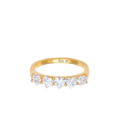 Afbeelding van Elli Heart Classic Ring goldcoloured, Dames, Maat: 52, Gold/coloured